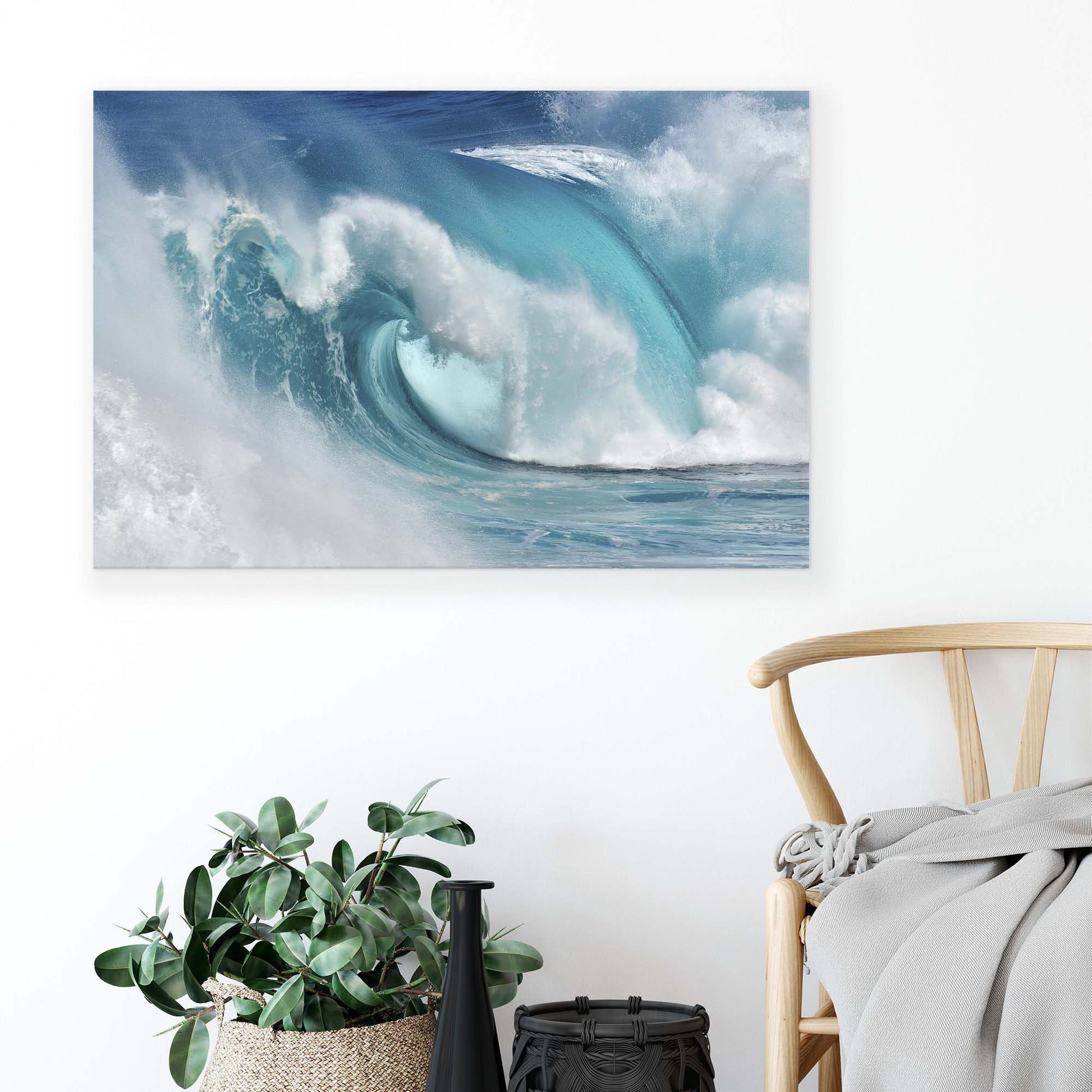 When the ocean turns into blue fire by Daniel Montero Canvas Print - USTAD HOME