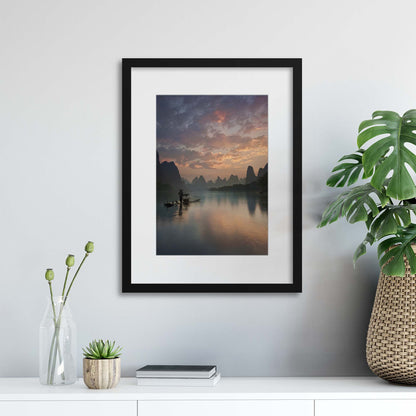 Li River Sunrise by Yan Zhang Framed Print - USTAD HOME