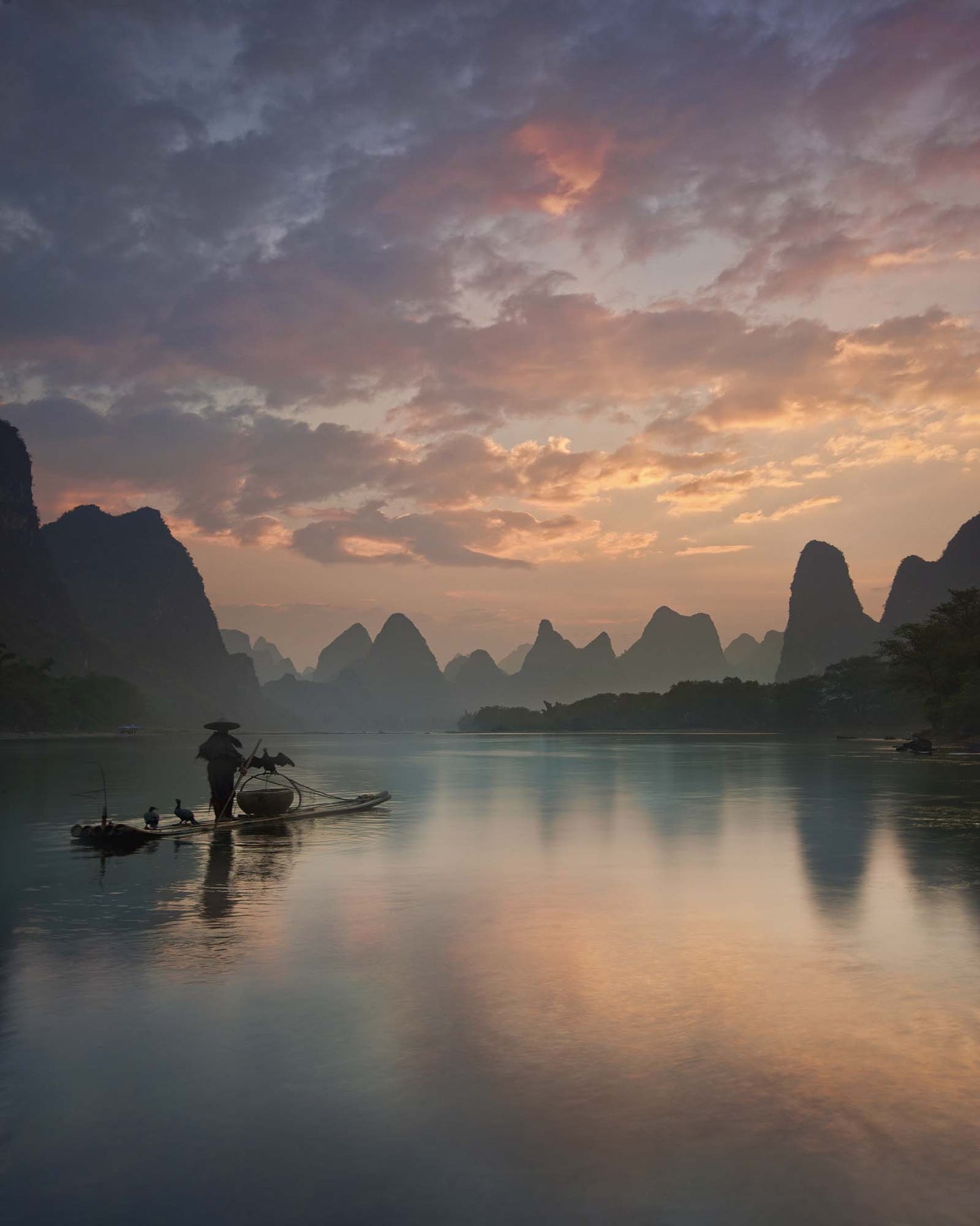 Li River Sunrise by Yan Zhang Framed Print - USTAD HOME