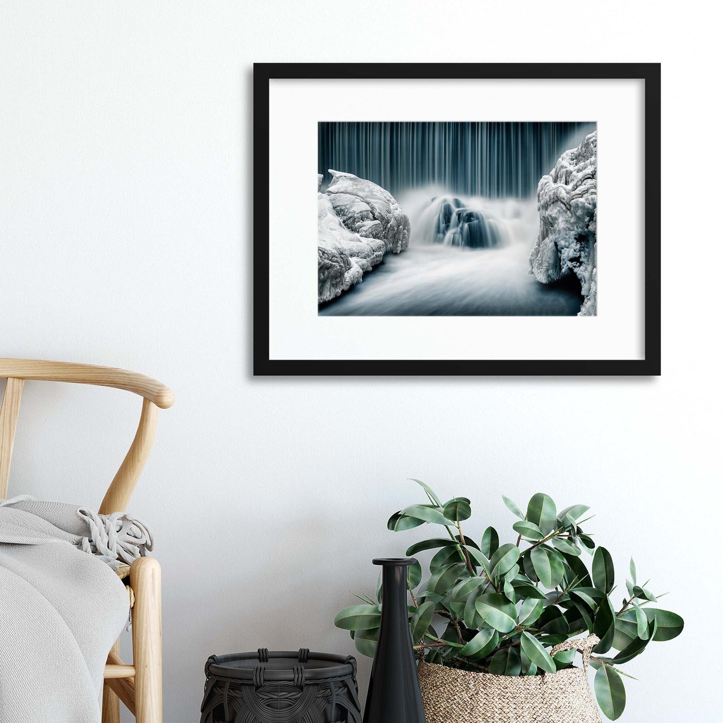 Icy Falls by Keijo Savolainen Framed Print - USTAD HOME