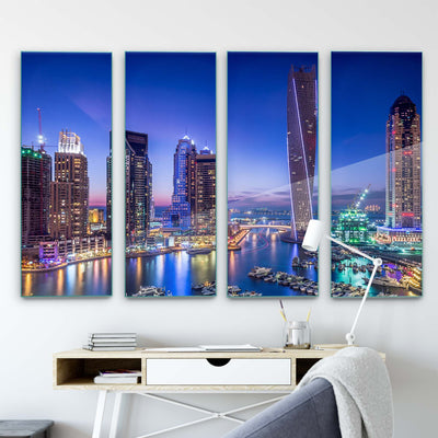 Dubai Marina by Vinaya Mohan Glass Print - USTAD HOME