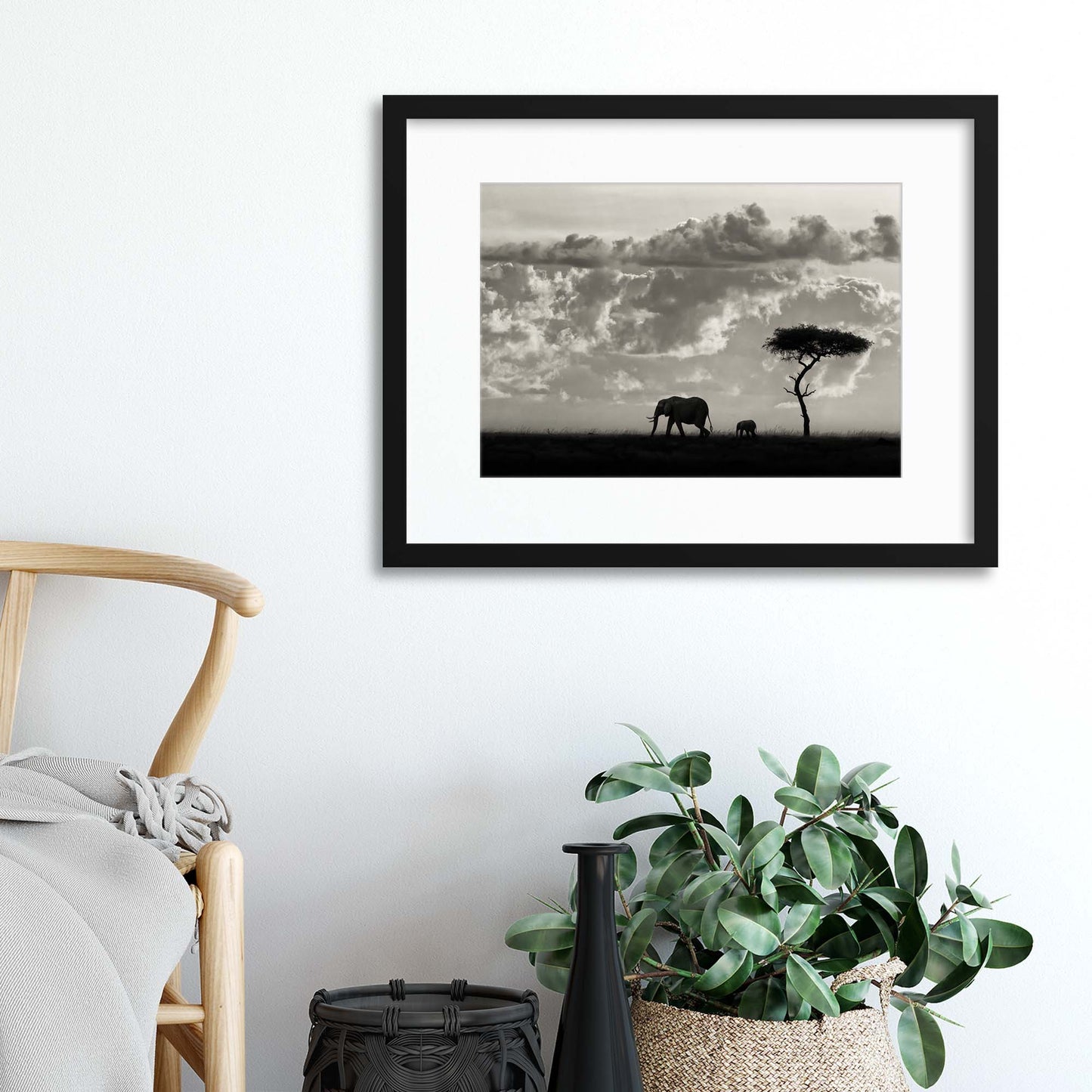 Silhouettes of Mara by Mario Moreno Framed Print - USTAD HOME