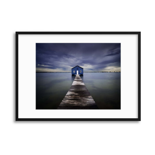 The Blue Boatshed by Leah Kennedy Framed Print - USTAD HOME