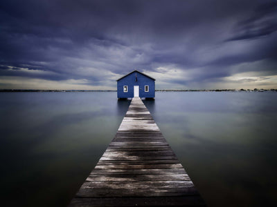The Blue Boatshed by Leah Kennedy Canvas Print - USTAD HOME