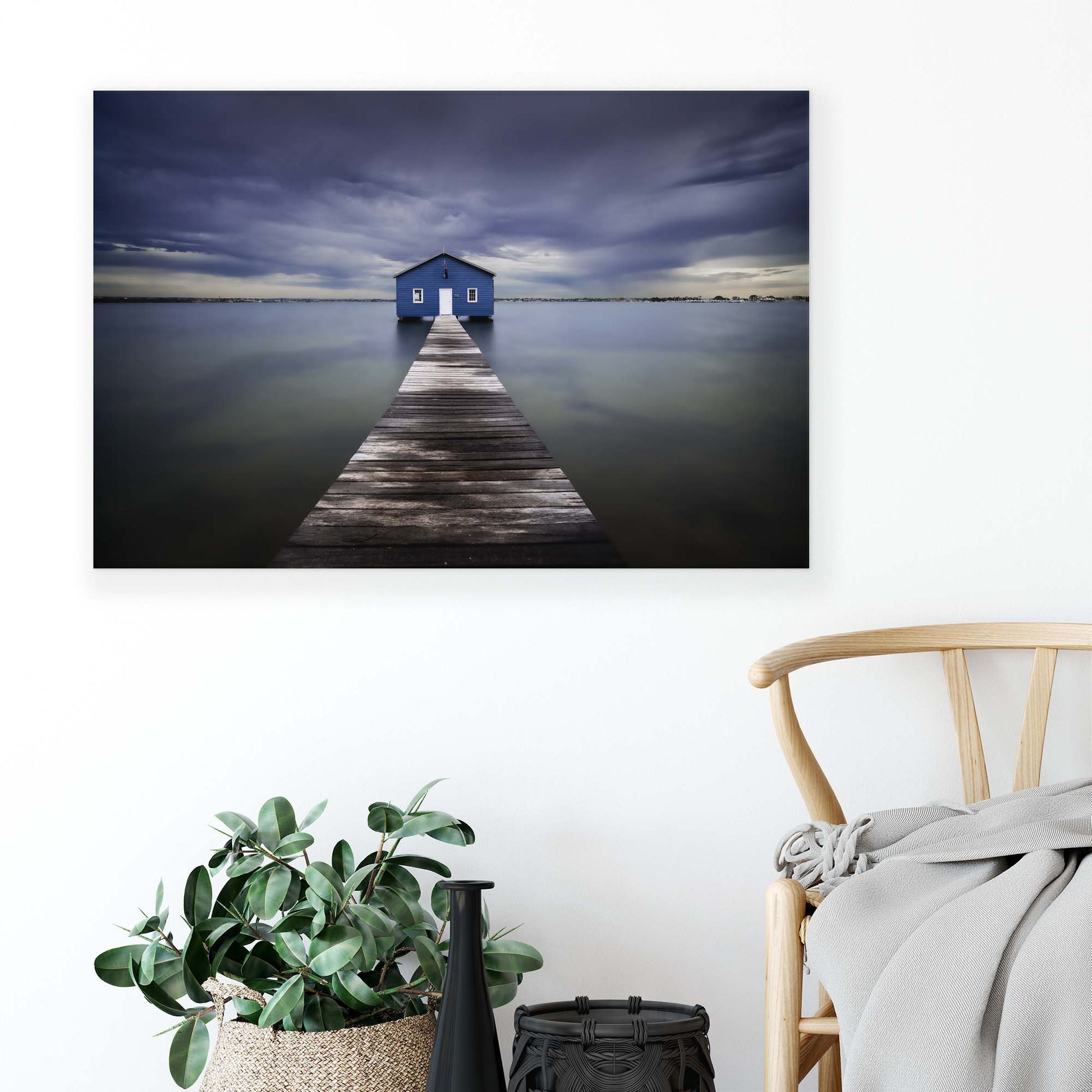 The Blue Boatshed by Leah Kennedy Canvas Print - USTAD HOME