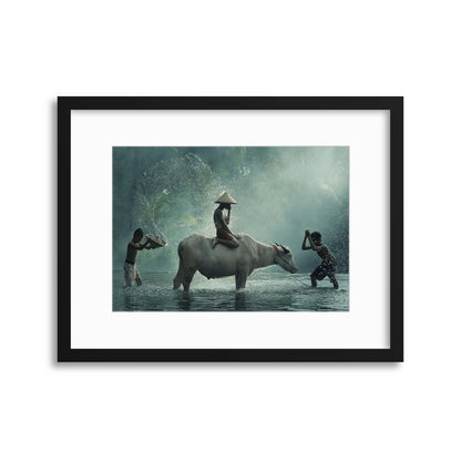 Water Buffalo by Vichaya Framed Print - USTAD HOME