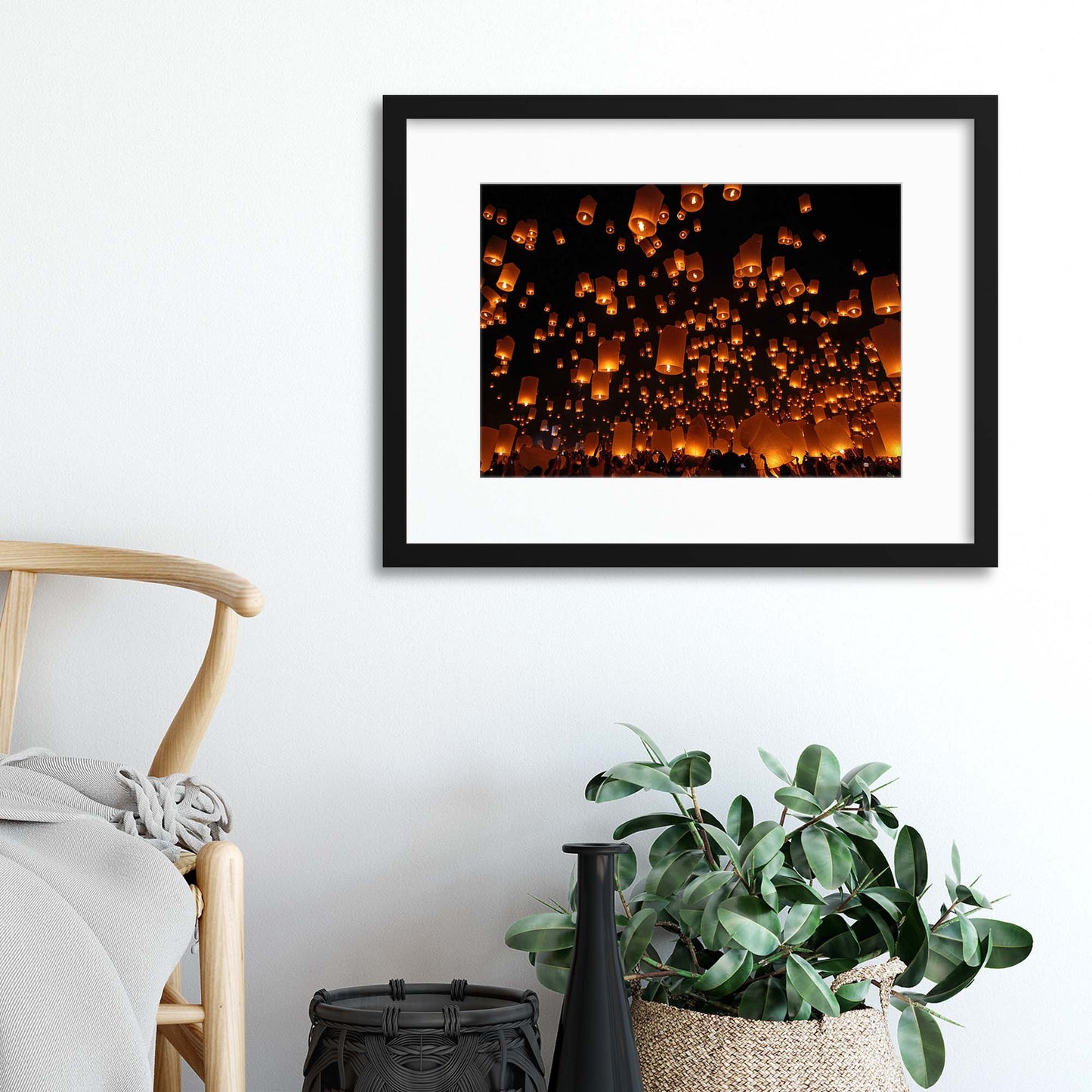 Floating Lanterns by Vichaya Framed Print - USTAD HOME