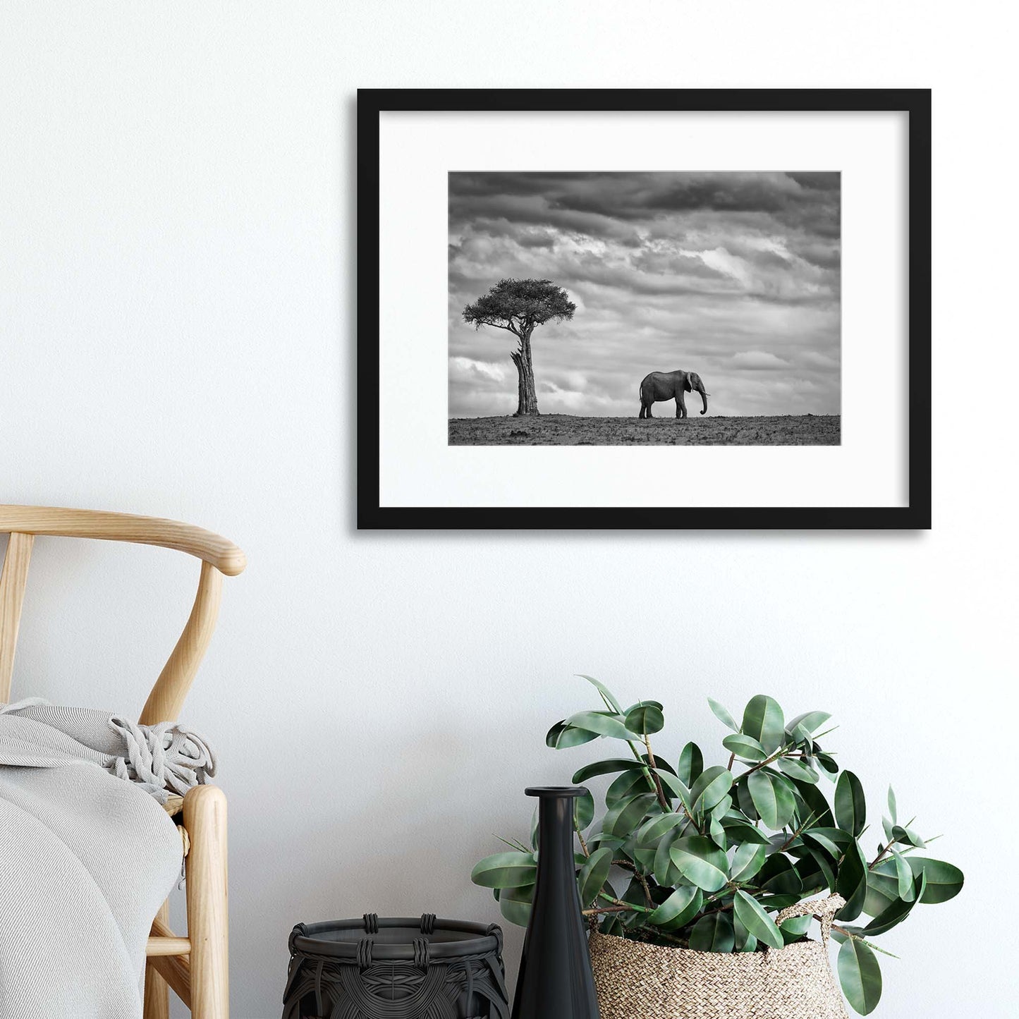 Elephant Landscape by Mario Moreno Framed Print - USTAD HOME