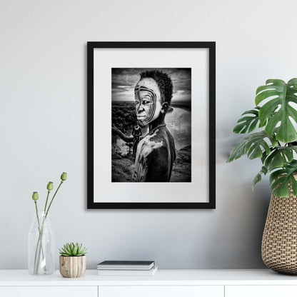 A Boy of the Karo Tribe, Omo Valley Ethiopia by Joxe Inazio Kuesta Framed Print - USTAD HOME