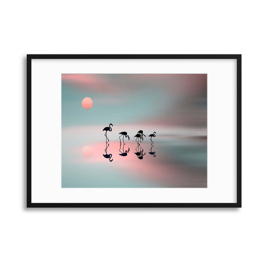 Family Flamingos by Natalia Baras Framed Print - USTAD HOME