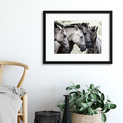 Four Konik Horses by Jaap Framed Print - USTAD HOME