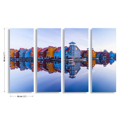 Colored Homes by Ton Drijfhamer Canvas Print - USTAD HOME