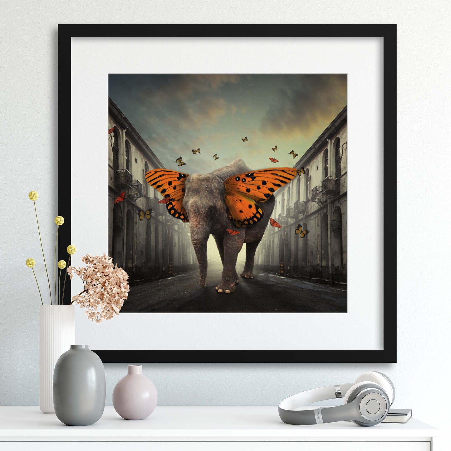 Butterphant by Hardibudi Framed Print - USTAD HOME