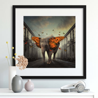 Butterphant by Hardibudi Framed Print - USTAD HOME