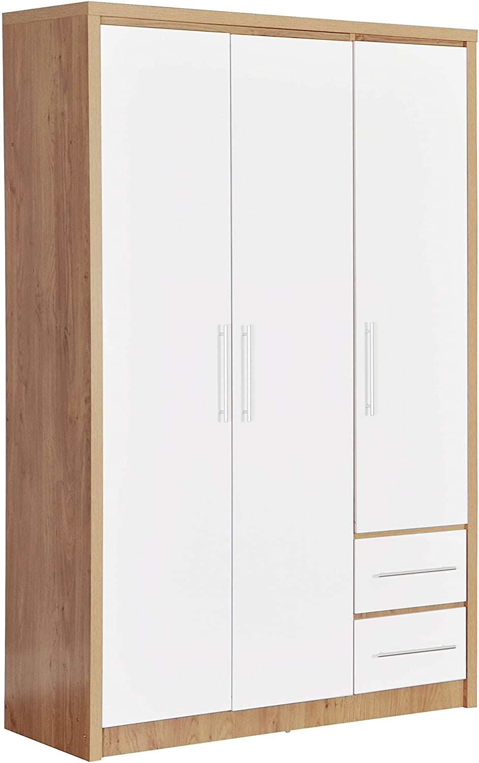 3 Door 2 Drawer Wardrobe White - USTAD HOME