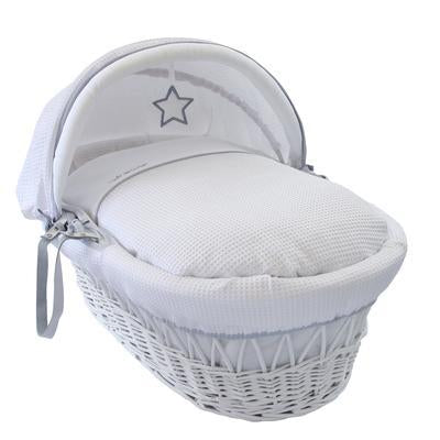 Silver Lining White Wicker Moses Basket - USTAD HOME