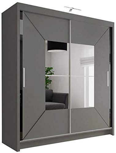 Double Sliding Door Wardrobe with LED Light - USTAD HOME