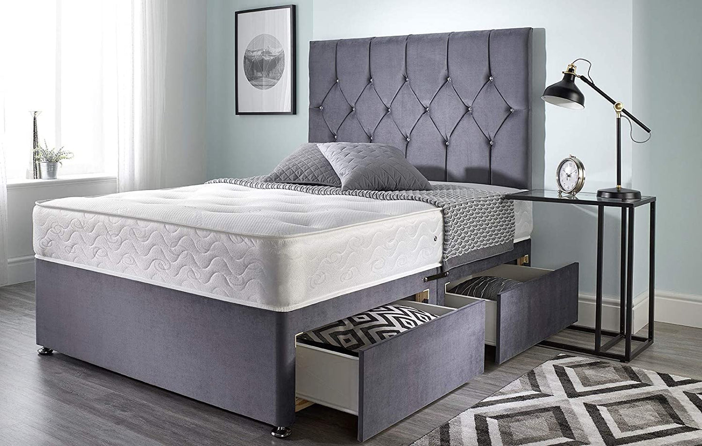 Memory Foam Divan Bed Set With Mattress - USTAD HOME