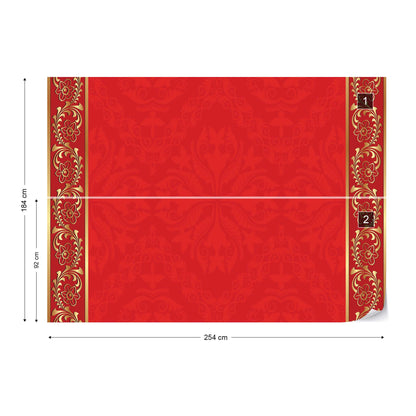 Red Floral Design Photo Wallpaper Wall Mural - USTAD HOME