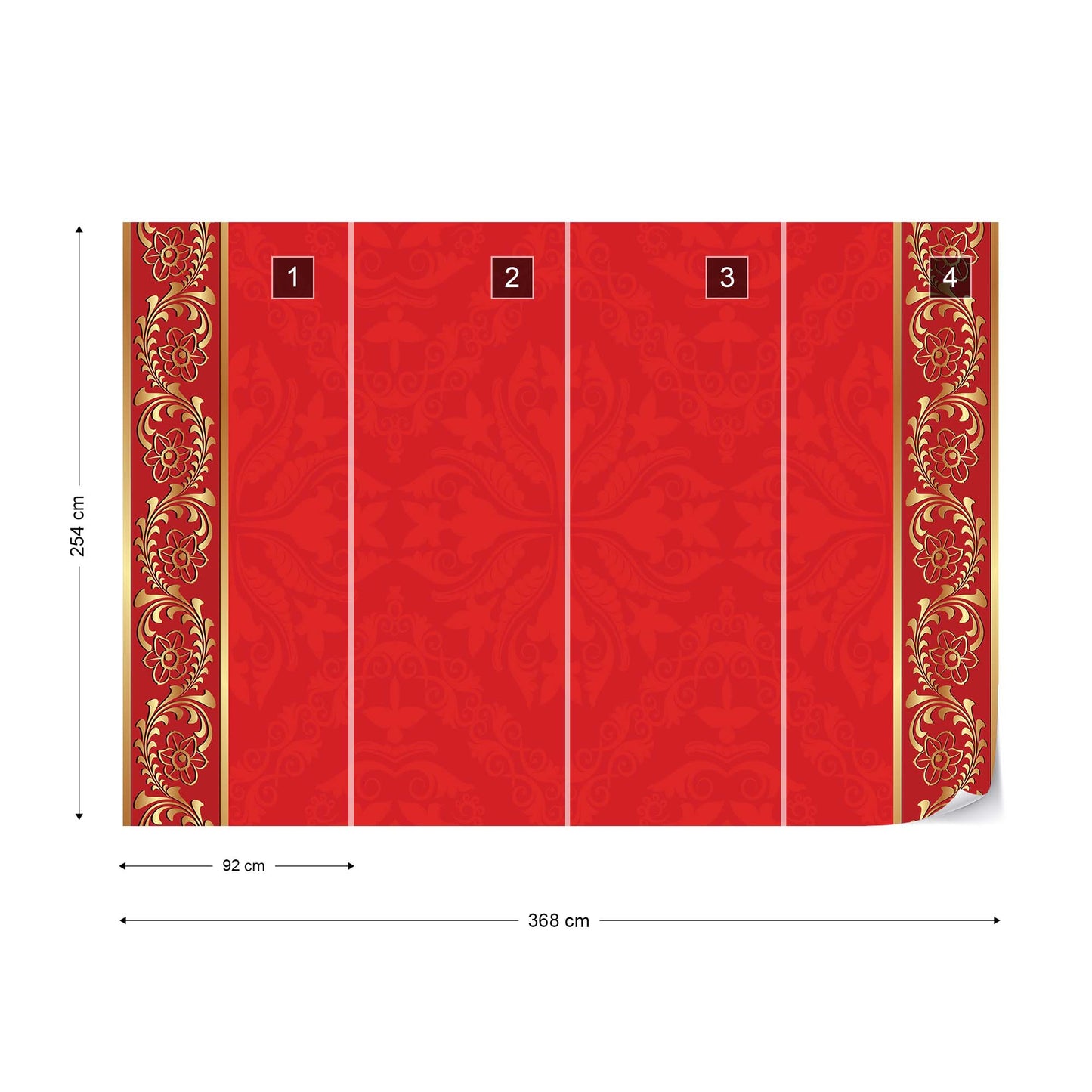 Red Floral Design Photo Wallpaper Wall Mural - USTAD HOME