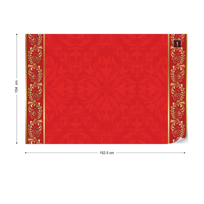 Red Floral Design Photo Wallpaper Wall Mural - USTAD HOME