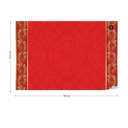 Red Floral Design Photo Wallpaper Wall Mural - USTAD HOME