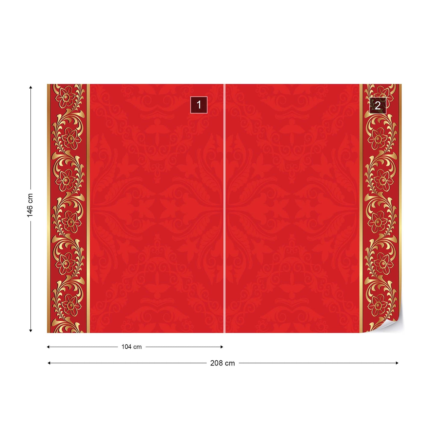 Red Floral Design Photo Wallpaper Wall Mural - USTAD HOME