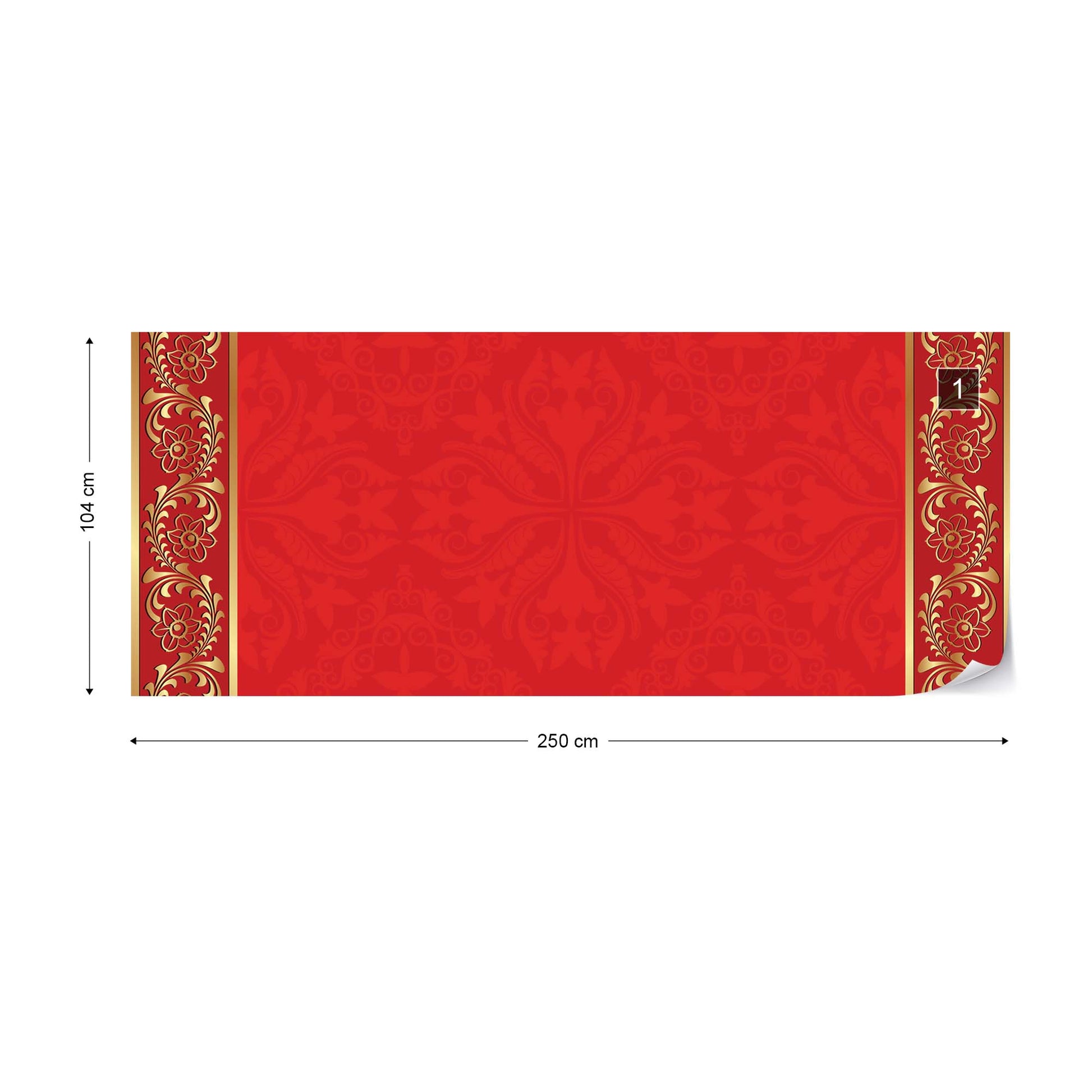 Red Floral Design Photo Wallpaper Wall Mural - USTAD HOME