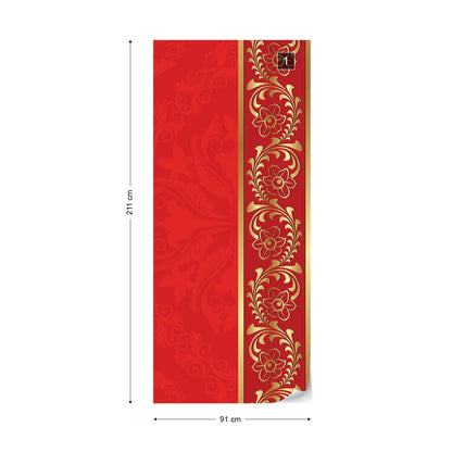 Red Floral Design Photo Wallpaper Wall Mural - USTAD HOME