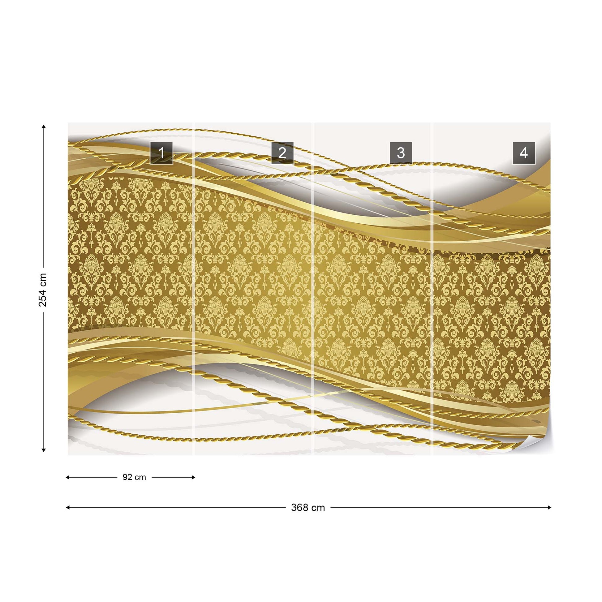Gold Ornamental Design Photo Wallpaper Wall Mural - USTAD HOME