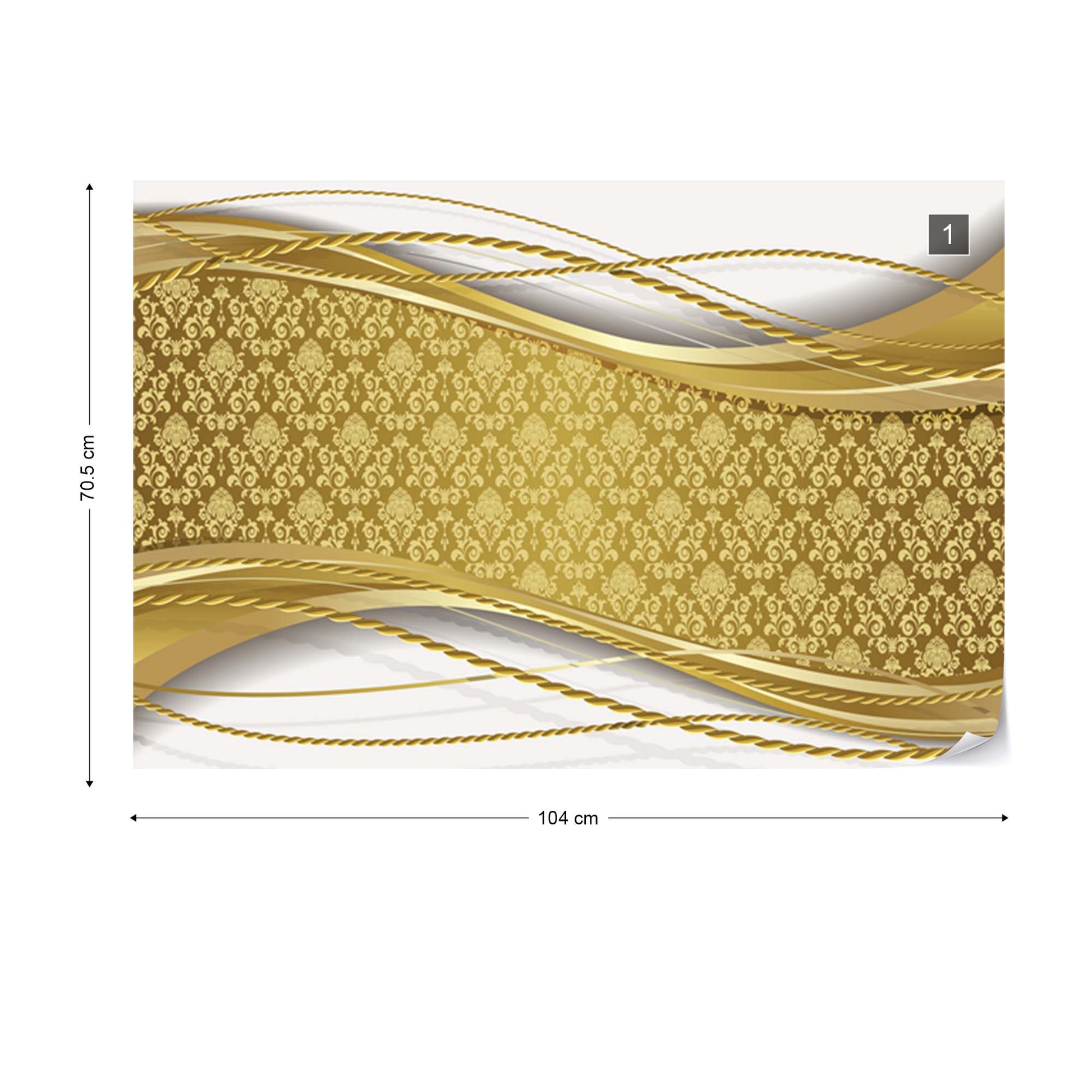 Gold Ornamental Design Photo Wallpaper Wall Mural - USTAD HOME