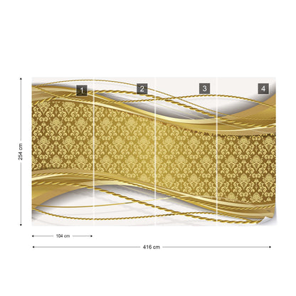 Gold Ornamental Design Photo Wallpaper Wall Mural - USTAD HOME