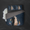 Personalized Faceless Illustration Photo Design Baby Couple Family Blue 3-Piece Bedding Set - USTAD HOME