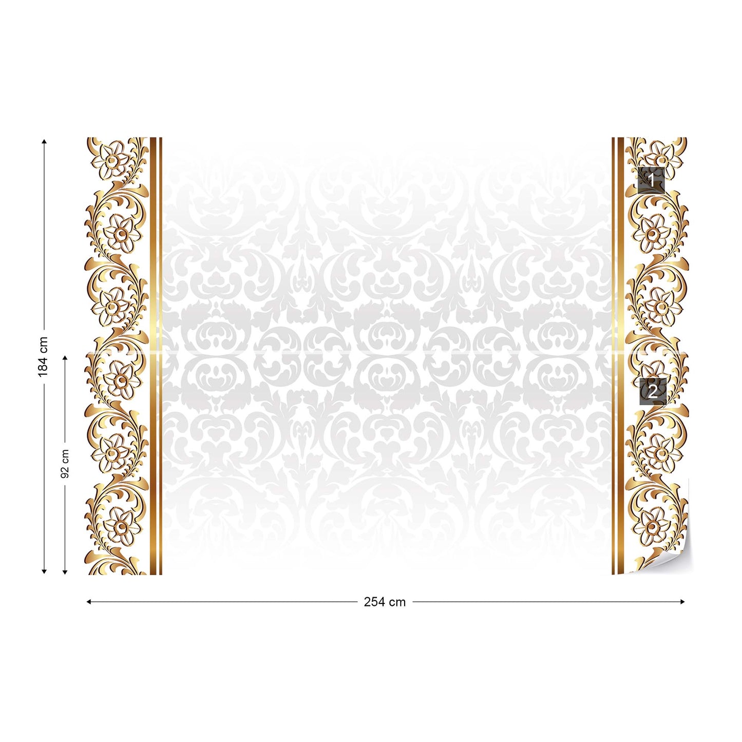 Grey And Gold Ornamental Pattern Photo Wallpaper Wall Mural - USTAD HOME