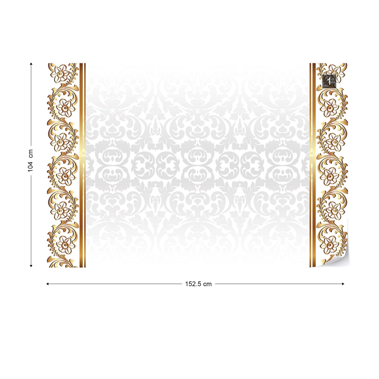 Grey And Gold Ornamental Pattern Photo Wallpaper Wall Mural - USTAD HOME