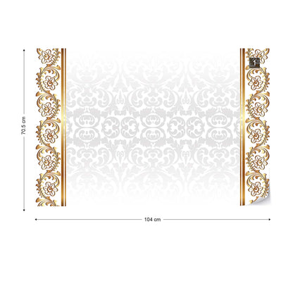 Grey And Gold Ornamental Pattern Photo Wallpaper Wall Mural - USTAD HOME