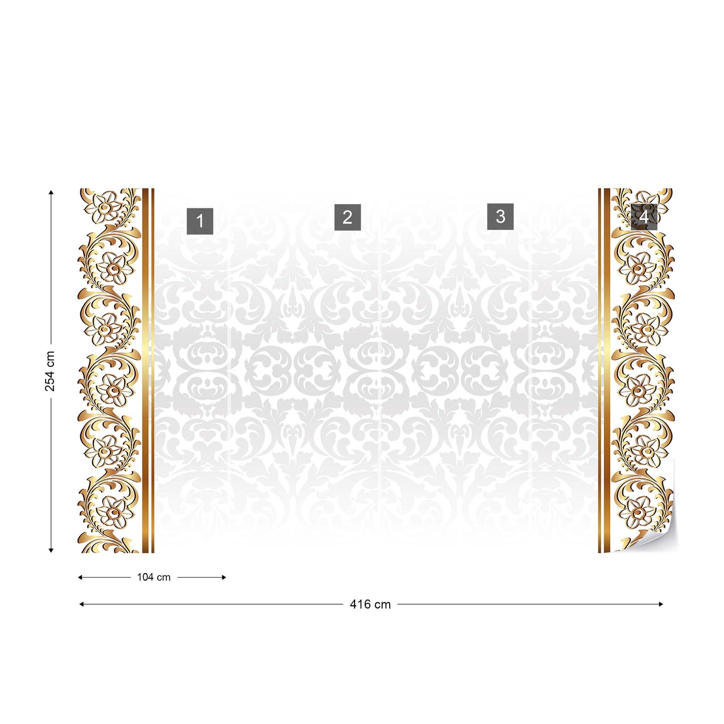 Grey And Gold Ornamental Pattern Photo Wallpaper Wall Mural - USTAD HOME