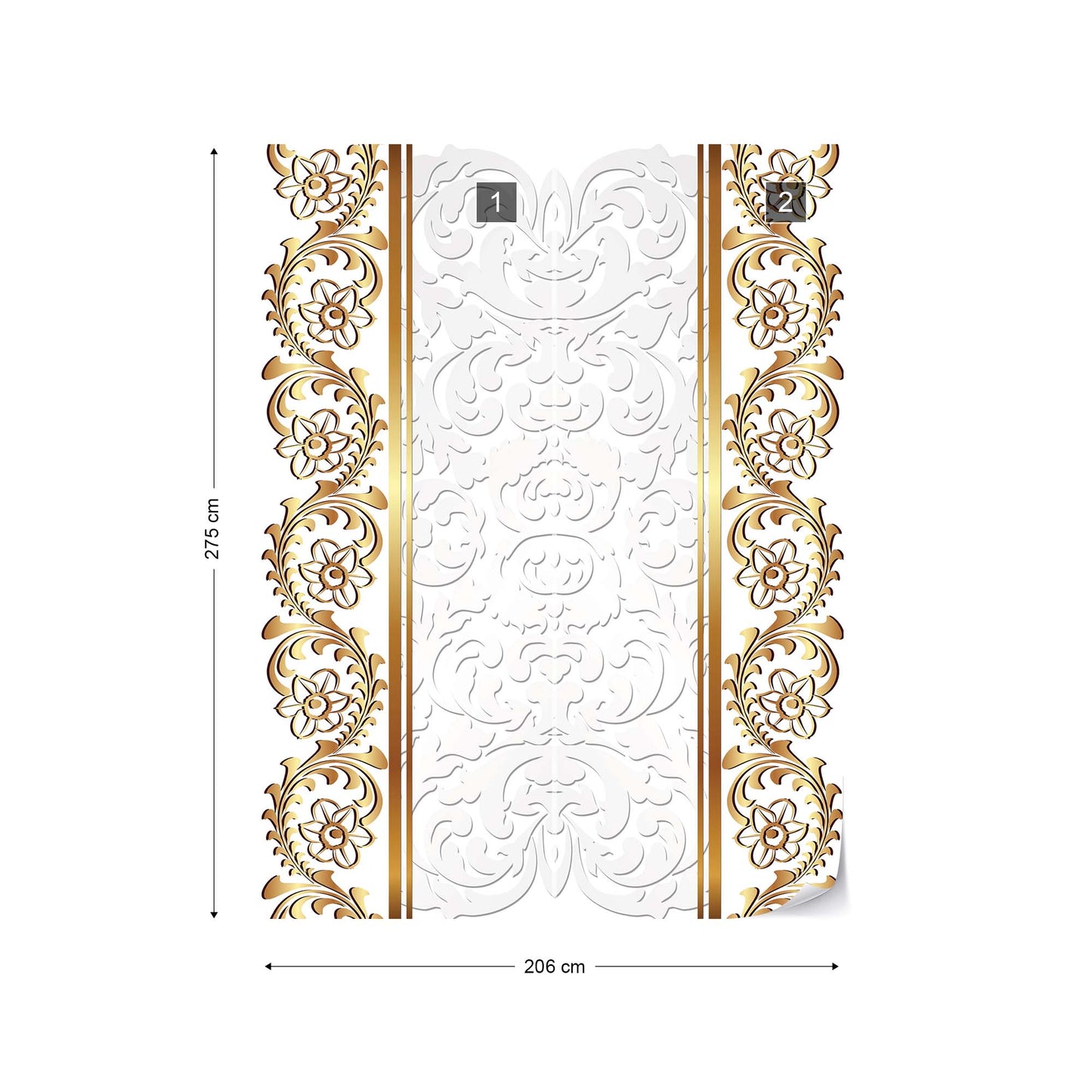 Grey And Gold Ornamental Pattern Photo Wallpaper Wall Mural - USTAD HOME