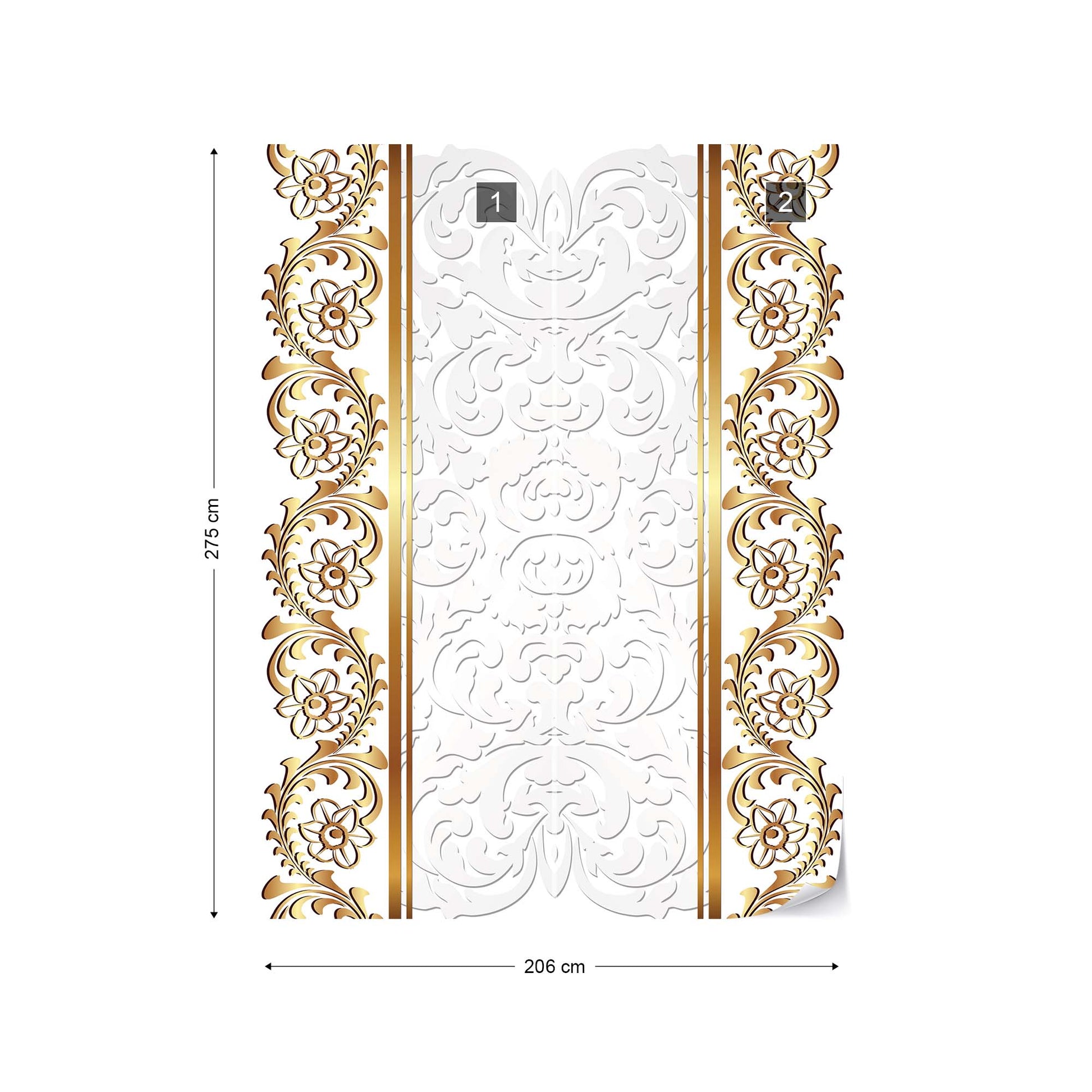 Grey And Gold Ornamental Pattern Photo Wallpaper Wall Mural - USTAD HOME