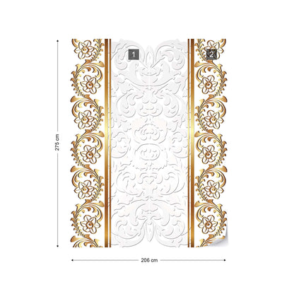 Grey And Gold Ornamental Pattern Photo Wallpaper Wall Mural - USTAD HOME