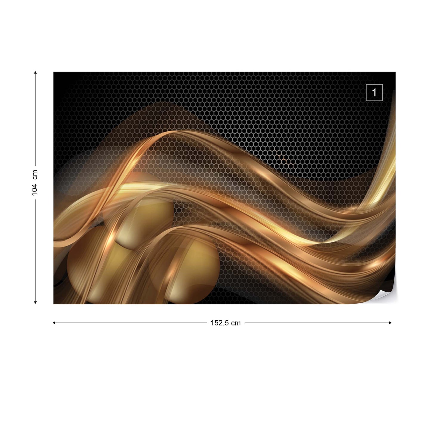 3D Gold Swirl Black Modern Photo Wallpaper Wall Mural - USTAD HOME