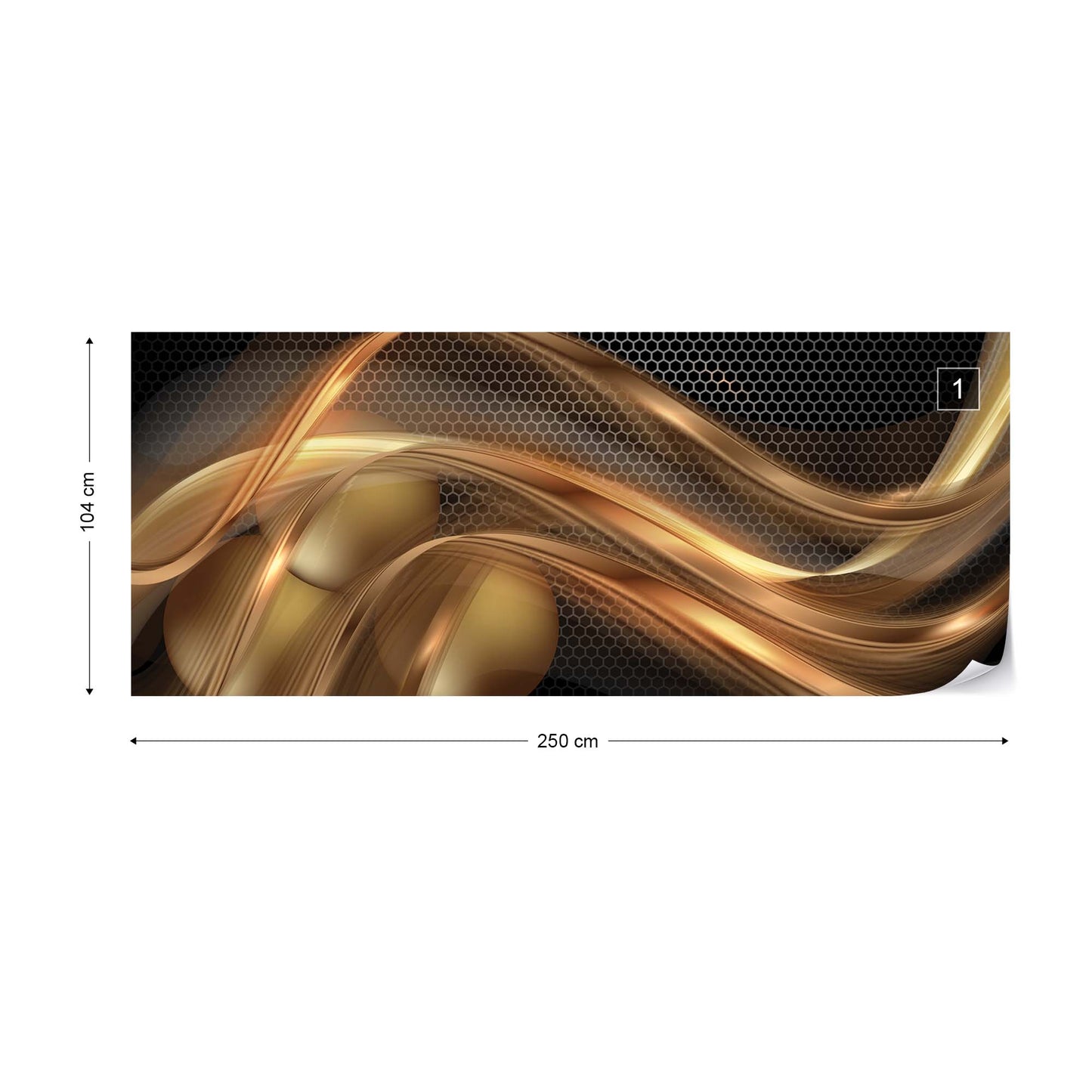 3D Gold Swirl Black Modern Photo Wallpaper Wall Mural - USTAD HOME