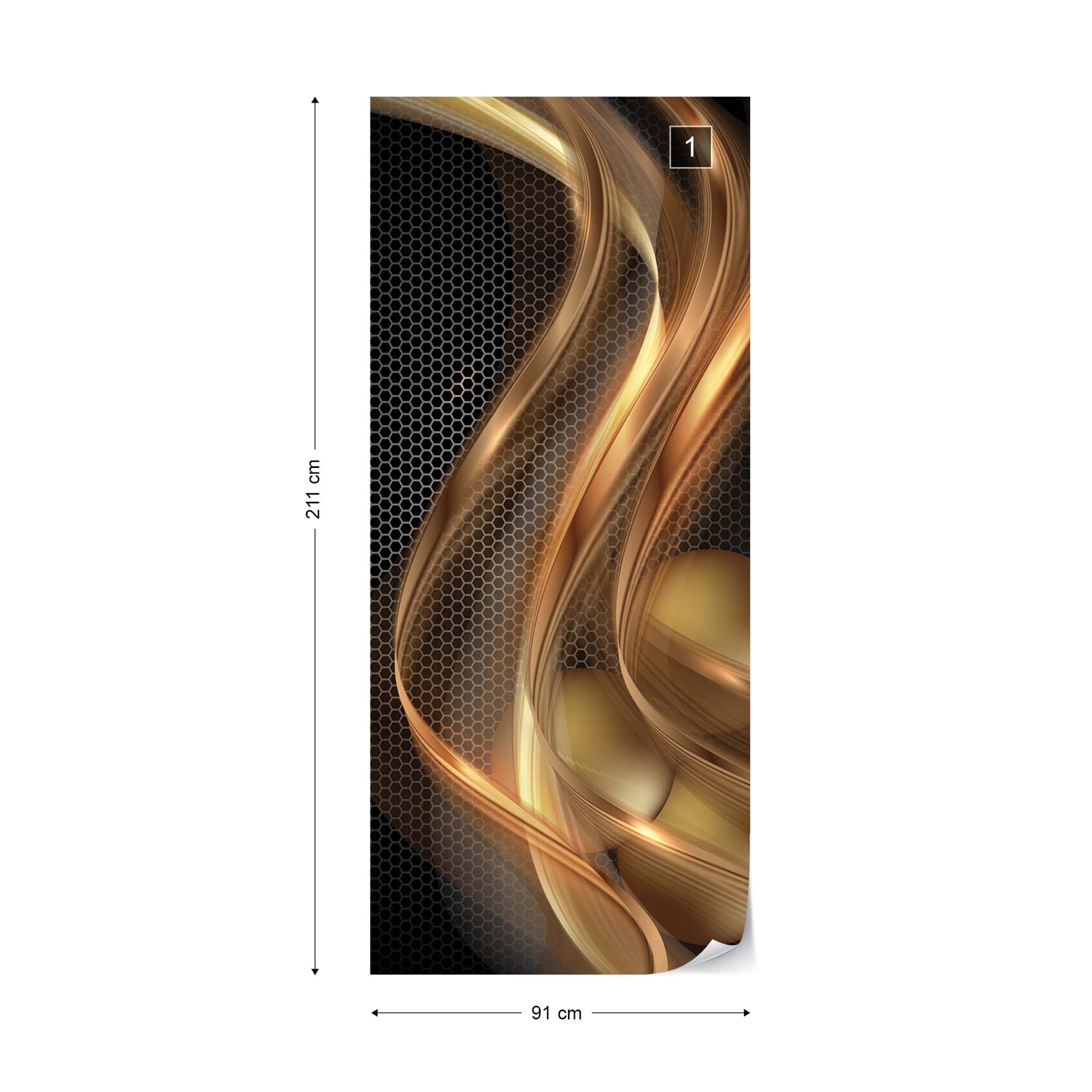 3D Gold Swirl Black Modern Photo Wallpaper Wall Mural - USTAD HOME