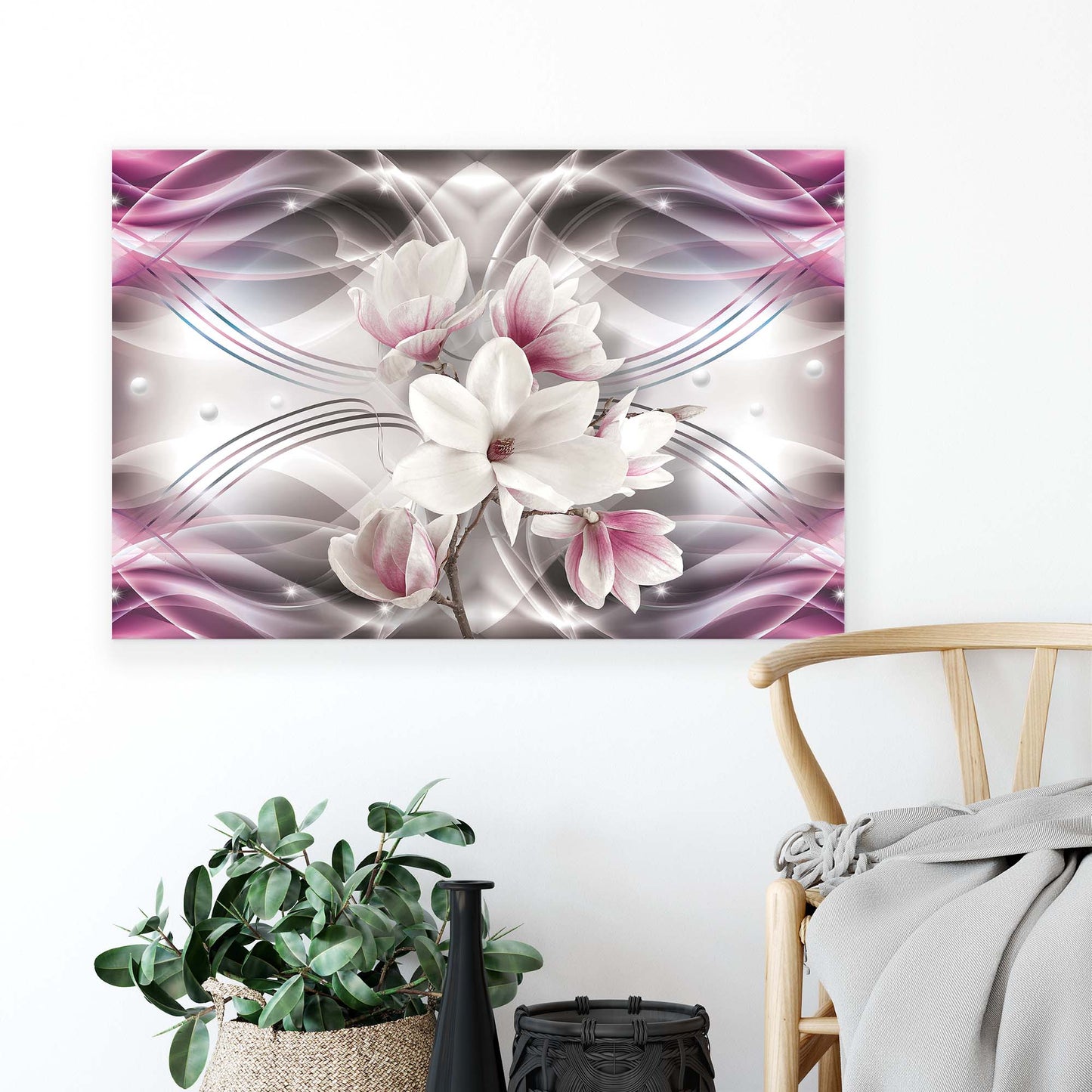 Modern Flowers, Nature, & Swirls Canvas Photo Print