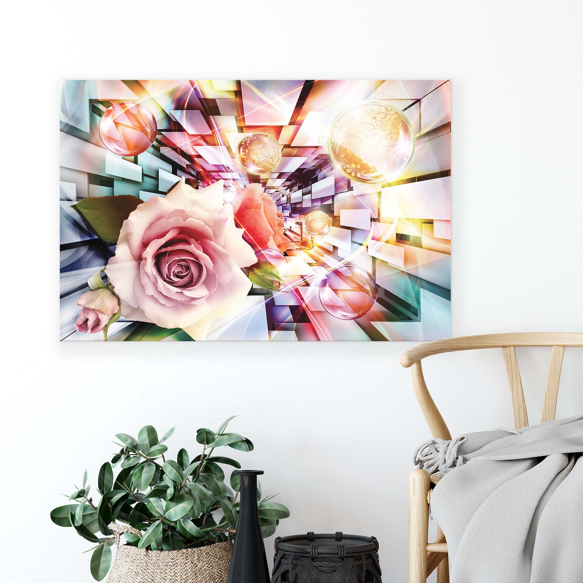 Modern Flowers, Nature, & Swirls Canvas Photo Print - USTAD HOME