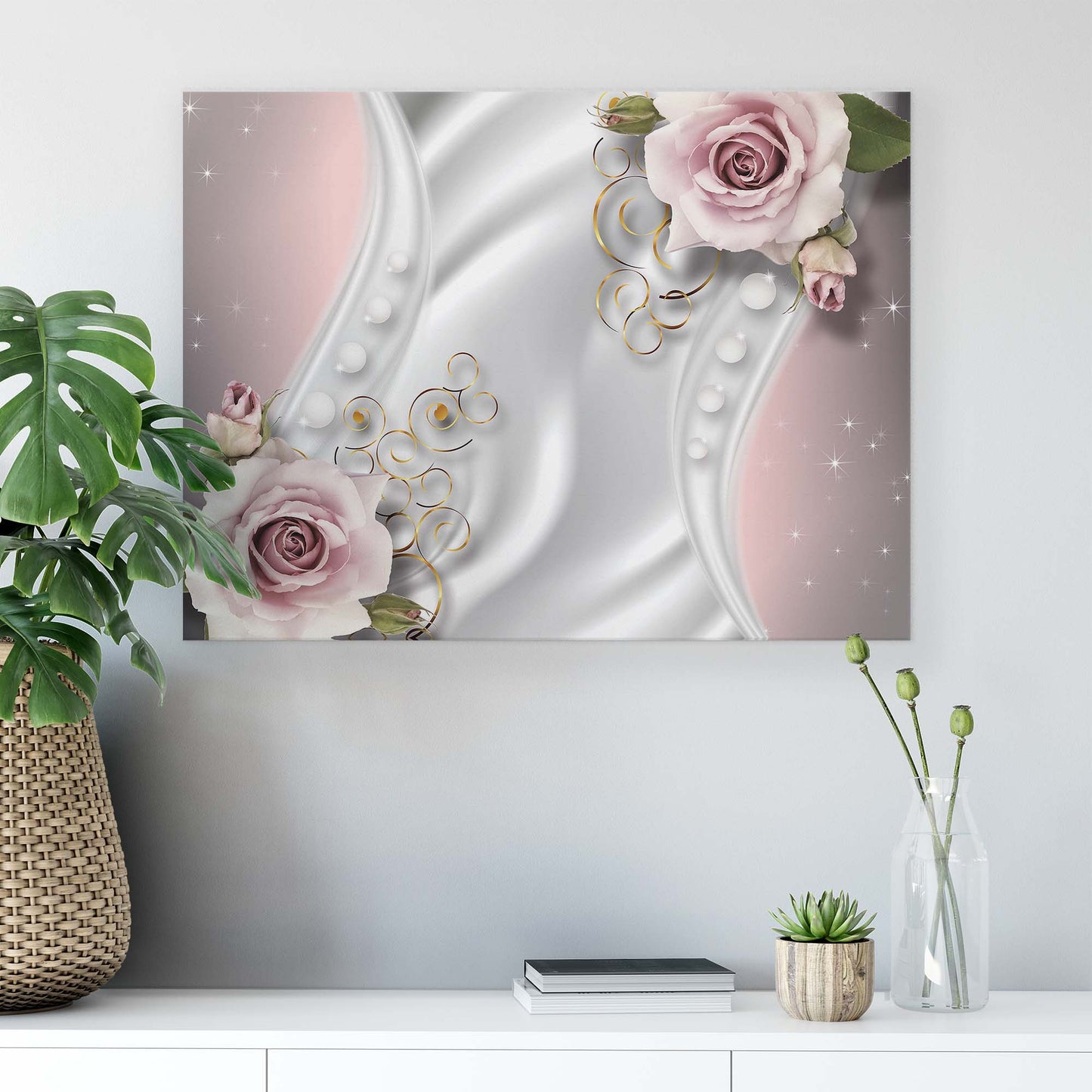 Modern Flowers, Nature, & Swirls Canvas Photo Print