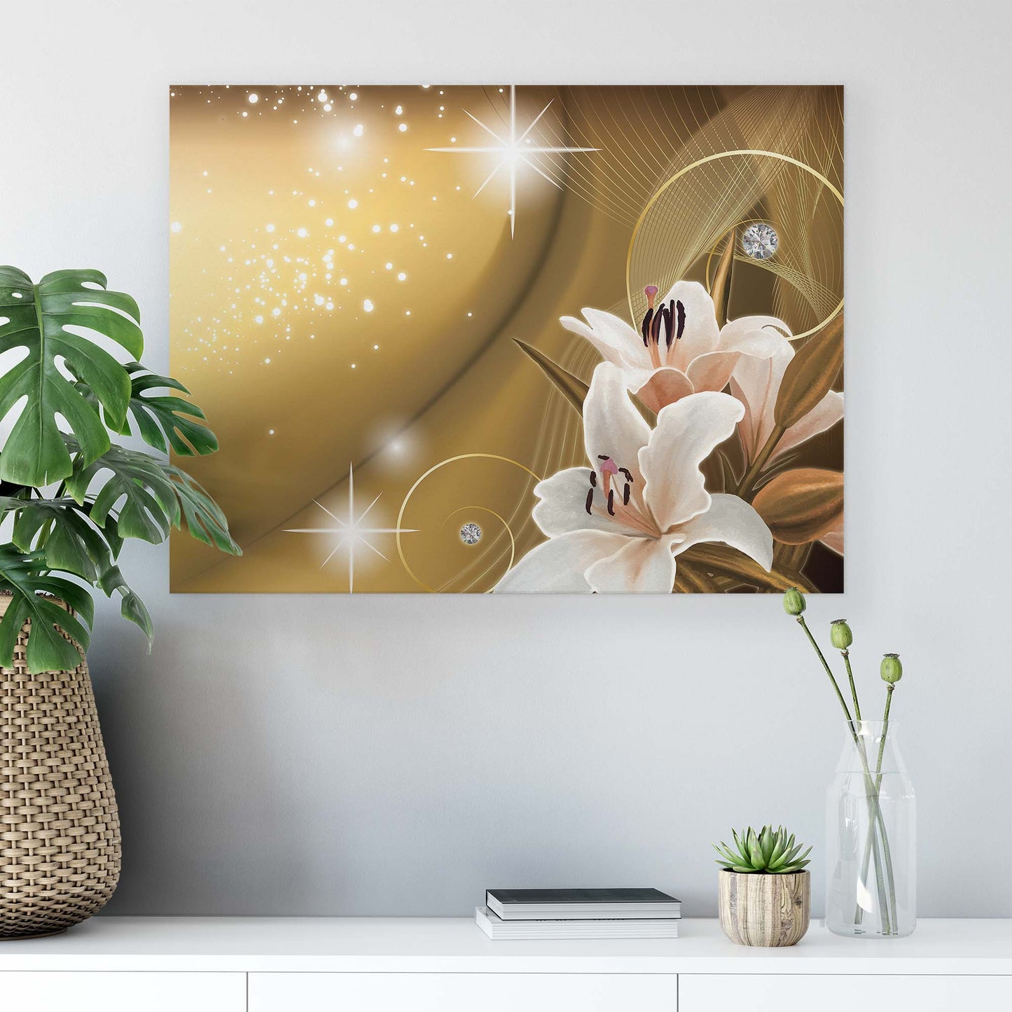 Modern Flowers, Nature, & Swirls Canvas Photo Print