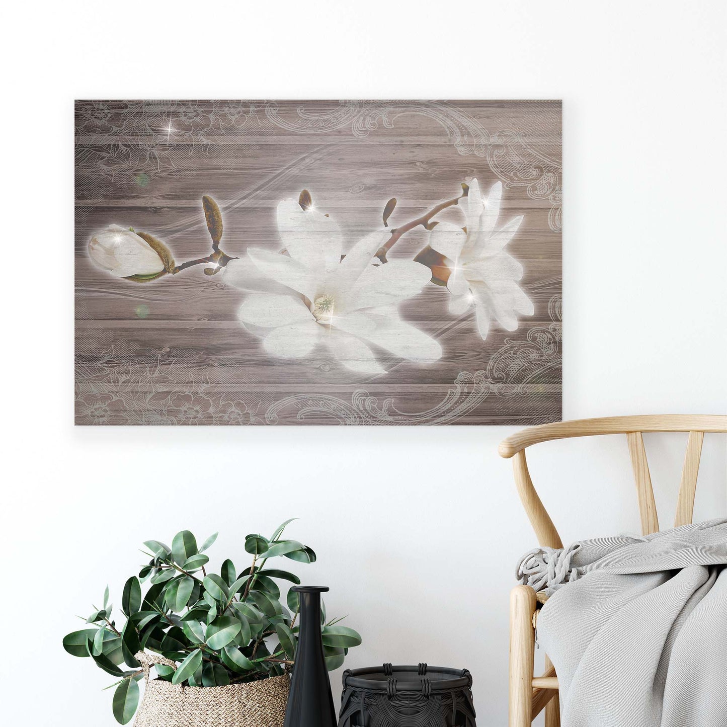 Modern Flowers, Nature, & Swirls Canvas Photo Print