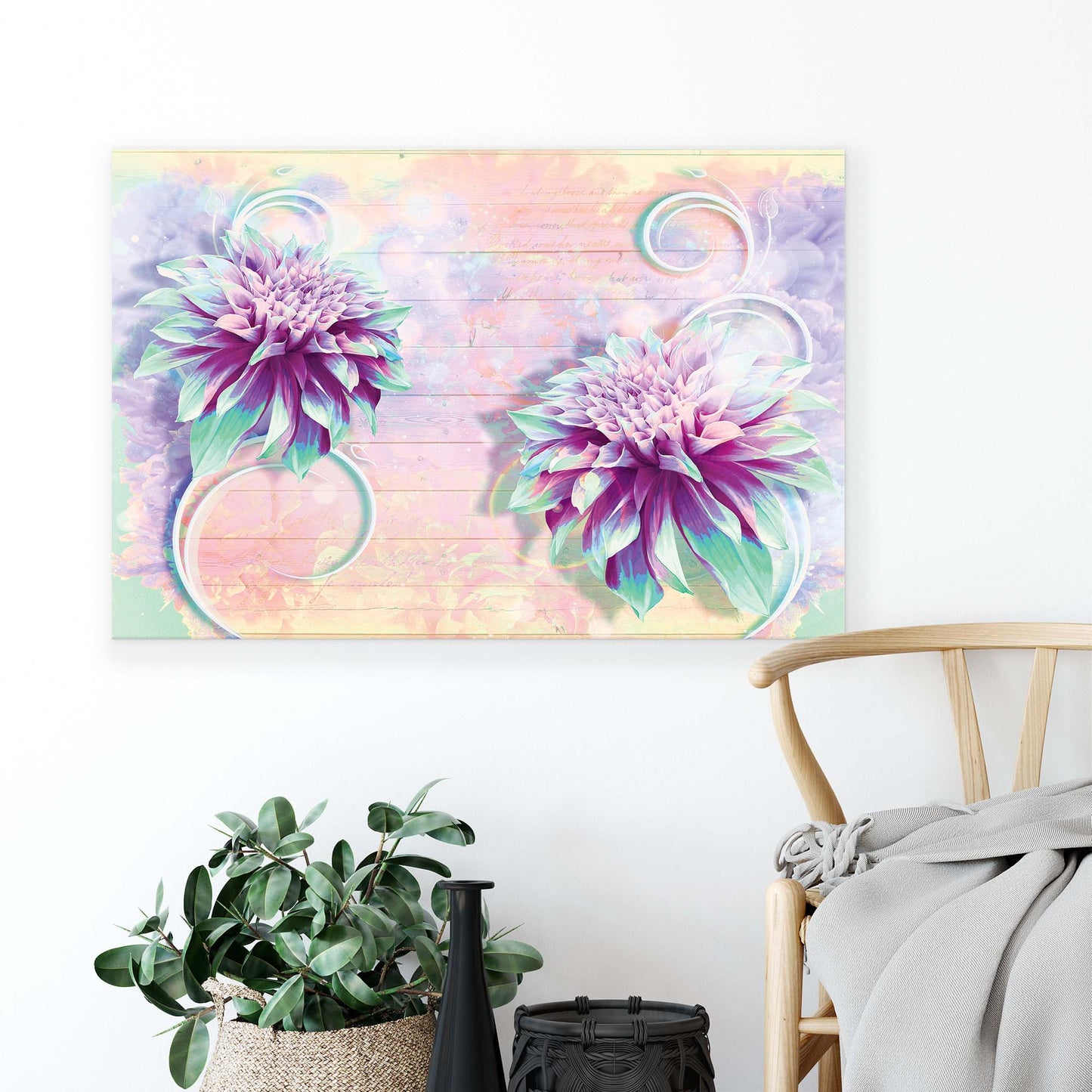 Modern Flowers, Nature, & Swirls Canvas Photo Print