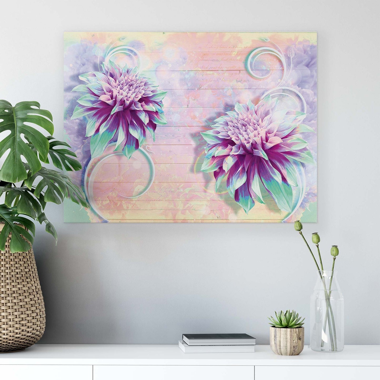 Modern Flowers, Nature, & Swirls Canvas Photo Print